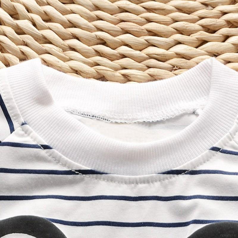 Set áo thun kẻ sọc + quần yếm hình gấu trúc cho bé