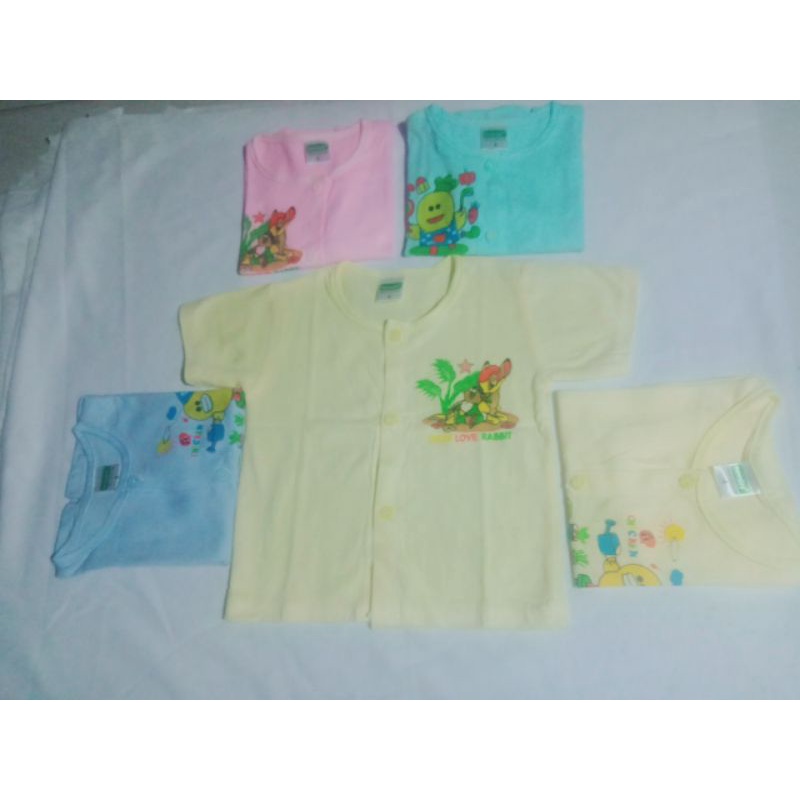 Áo nút giữa tay ngắn màu sơ sinh 100% cotton