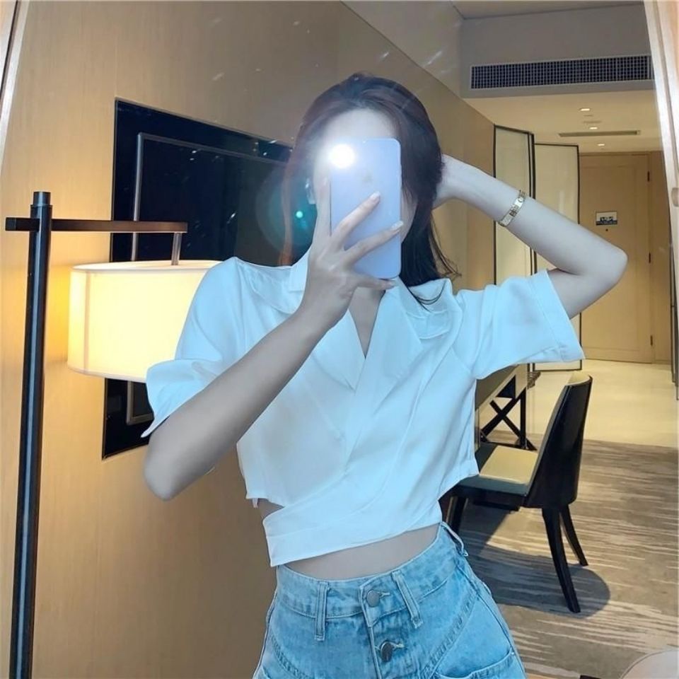 Áo croptop tay ngắn lưng phối dây đan chéo thời trang mùa hè cho nữ
 | BigBuy360 - bigbuy360.vn