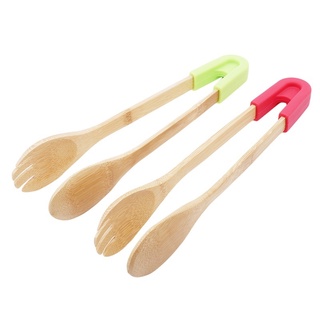 Kẹp Gắp Thức Ăn Bằng Gỗ Tre Tay Cầm Silicone Tiện Dụng