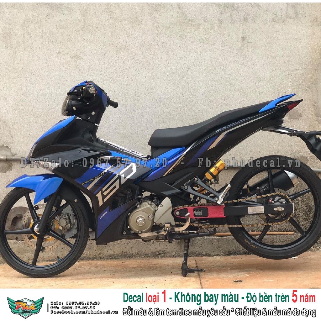 Tem rời xe Exciter 150 đen xanh Gp (A)