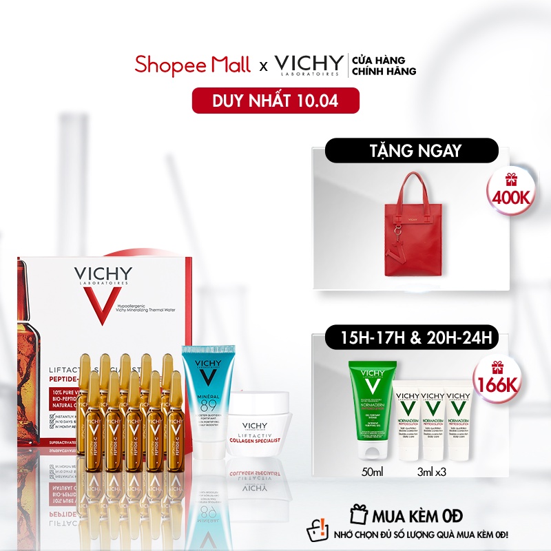 Bộ dưỡng chất giúp ngăn ngừa vết nhăn và trẻ hóa làn da VICHY Liftactiv Ampoule Peptide-C