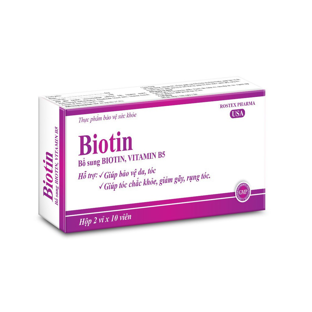 Biotin bổ sung biotin vitamin B5, giúp bảo vệ tóc cho tóc chắc khỏe, làm đẹp da chống lão hóa