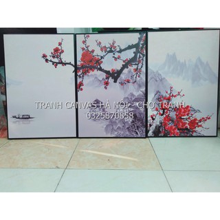 Tranh tráng gương khung compozit 40x60cm x 3 tranh - đào tiên cảnh