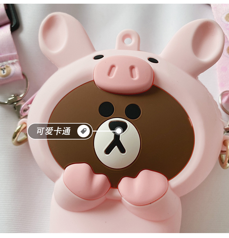 Doledo sẵn sàng cổ phiếu silicone hoạt hình ví tiền xu gấu nâu chip lớn 'n' dale túi đeo vai trẻ em túi đeo chéo túi lưu trữ túi đựng thẻ