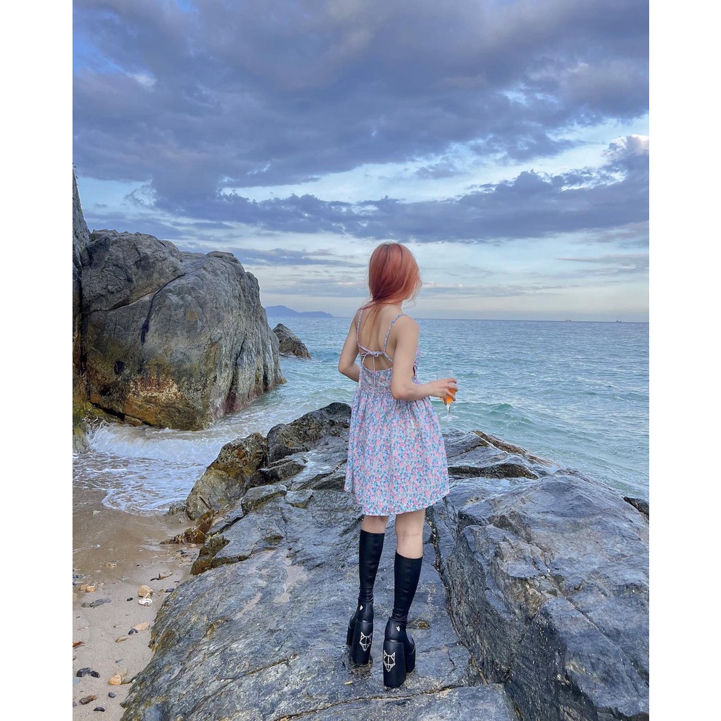 Vivian Dress - Đầm hoa nhí xanh sexy Remmus cho nữ