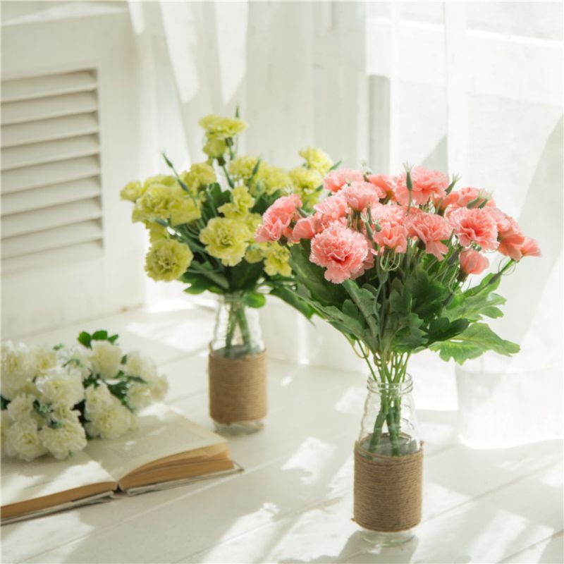 Bó Hoa Cẩm Chướng Nhân Tạo 1 Cái 10 Đầu Trang Trí Nhà Cửa Ngày Của Mẹ