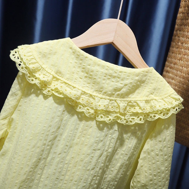 Áo sơ mi trắng vải Cotton kiểu Hàn Quốc thời trang mùa thu cho bé gái