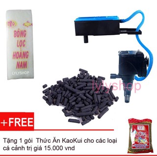 Máy lọc bể cá RS 9800( 30W -2100L/H) + Bông lọc + Than hoạt tính 100gr cho hồ thủy sinh tặng 1 gói thức ăn KAOKUI 100gr