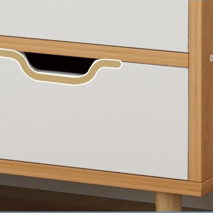 Kệ tivi phòng khách bằng gỗ 3 ngăn kéo, thiết kế có chân gỗ đơn giản hiện đại, có 2 màu trắng và nâu gỗ
