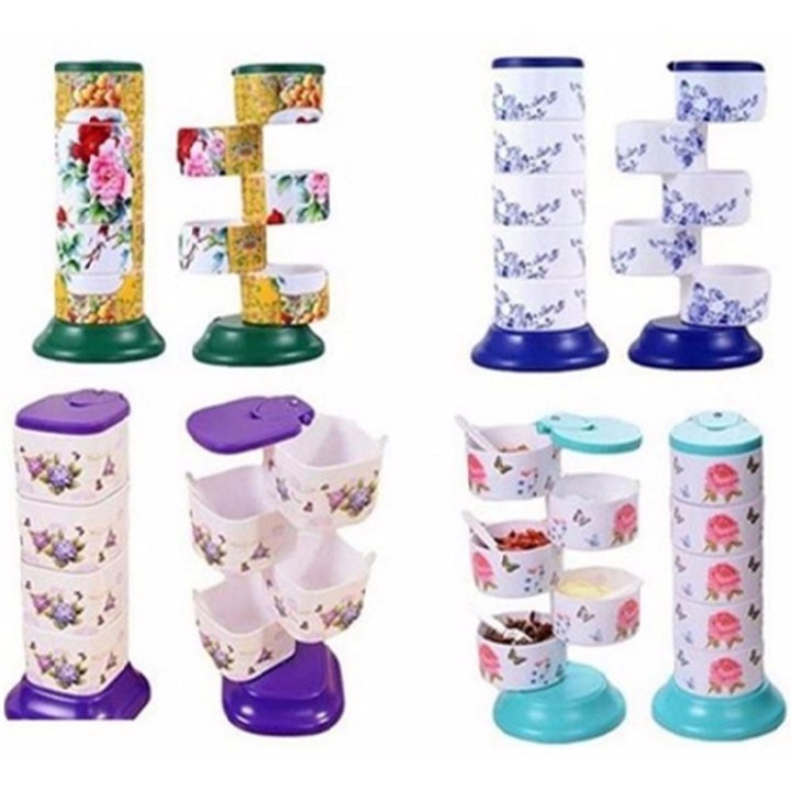 [Hot]-[ Siêu Khuyến Mại] - Kệ Đựng Gia Vị 5 Tầng Xoay 360 Độ