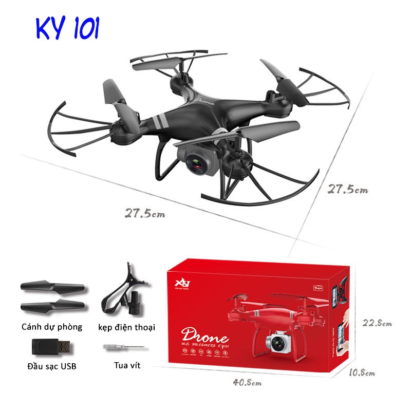 Flycam mini giá rẻ KY101 - Chụp ảnh Selfie,kết nối Wifi [GIỮ VỊ TRÍ] Bản nâng cấp 2021 + Tặng tay điều khiển từ xa.