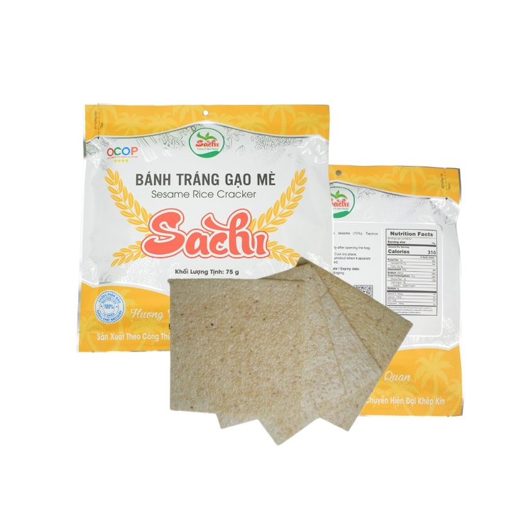 Combo 5 Bì Bánh Tráng Gạo Mè + 5 Bì Bánh Tráng Nước Dừa Nướng Sẵn SACHI 75 Gam