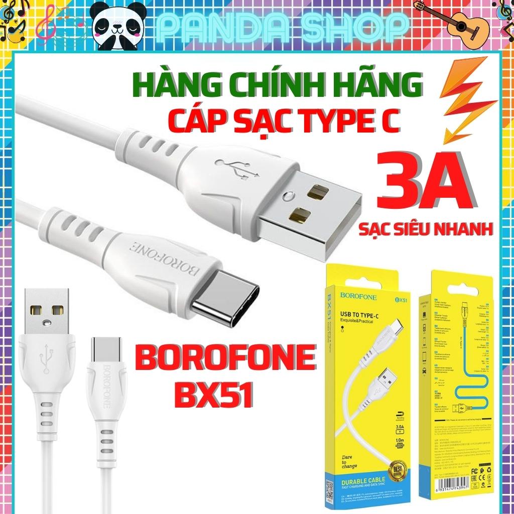 Dây sạc type c, Cáp sạc type c Borofone BX51 sạc nhanh 3A cho điện thoại androi, samsung, oppo, xiaomi..