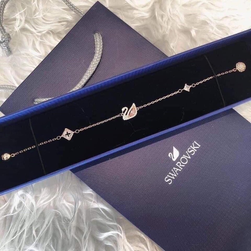 Dây chuyền lắc tay nữ đính đá pha lê, bạc 925 SWAROVSKI full box phụ kiện