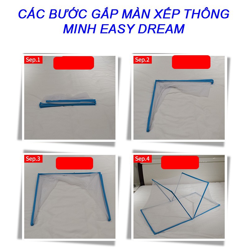 【Màn chống muỗi】Màn khung  xếp thông minh EASY DREAM  cao cấp chống muỗi ,mùng ngủ người lớn ,màn xế