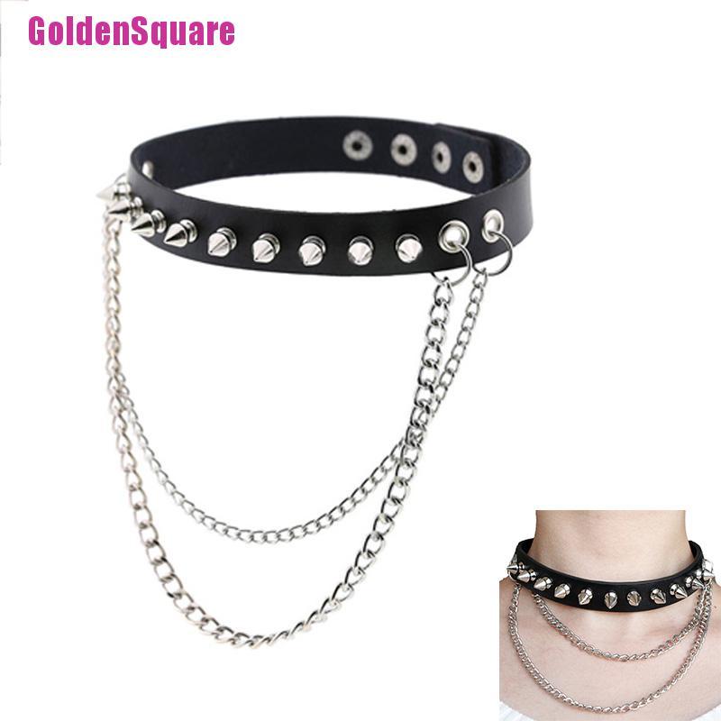 Vòng Cổ Da Đính Đinh Tán Phong Cách Punk Gothic Cho Nam Và Nữ
