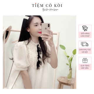 Áo sơ mi nữ voan nơ ngực điệu đà