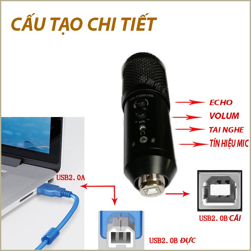 [Mã ELHACE giảm 4% đơn 300K] Micro Karaoke không cần cài đặt F500USB Sử dụng cổng USB 2.0 - Microphone LiveStream