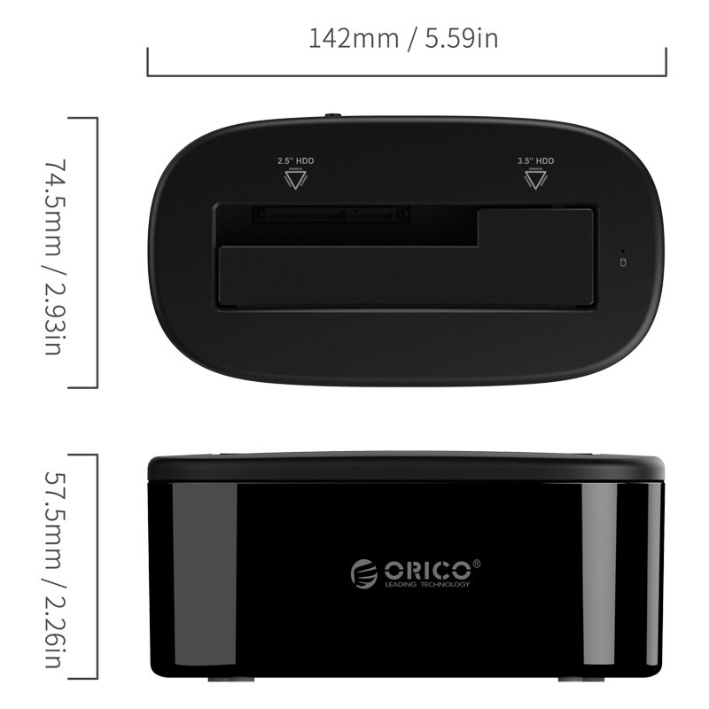 Dock cắm ổ cứng USB 3.0 Orico 6218US3 Đế ổ cứng loại 1 khe cắm: 3.5&quot; và 2.5&quot;