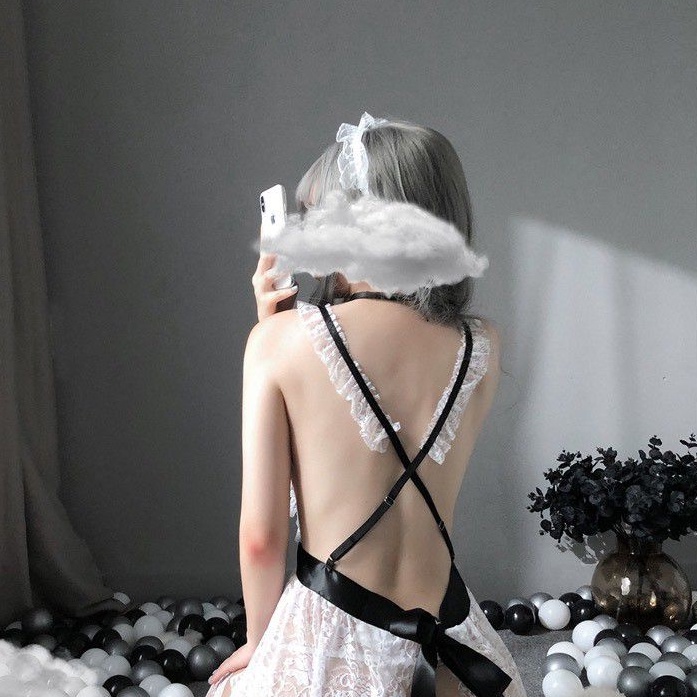 Cosplay nữ hầu gái hóa trang sexy - váy ngủ 2 dây vải ren gợi cảm