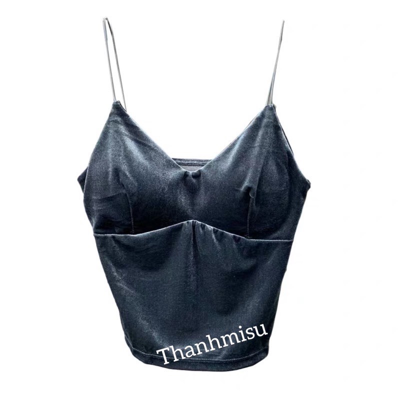 Áo bra nhung 2 dây dáng dài siêu sang chảnh b868