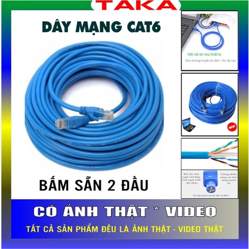 Dây mạng cat6 bấm sẵn 2 đầu 10M 15M 20M 25M 30M 35M 40M 45M 50M - dây cáp mạng lan chính hãng