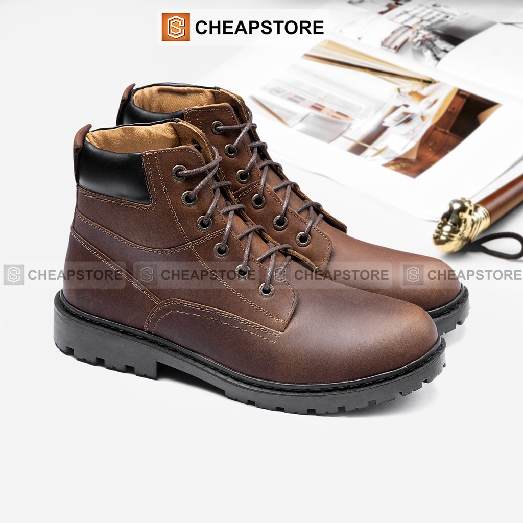 Giày da cao cổ nam CHEAPSTORE CS624 - Giày da bò thật cao cấp nhập khẩu (bảo hành 24 tháng)