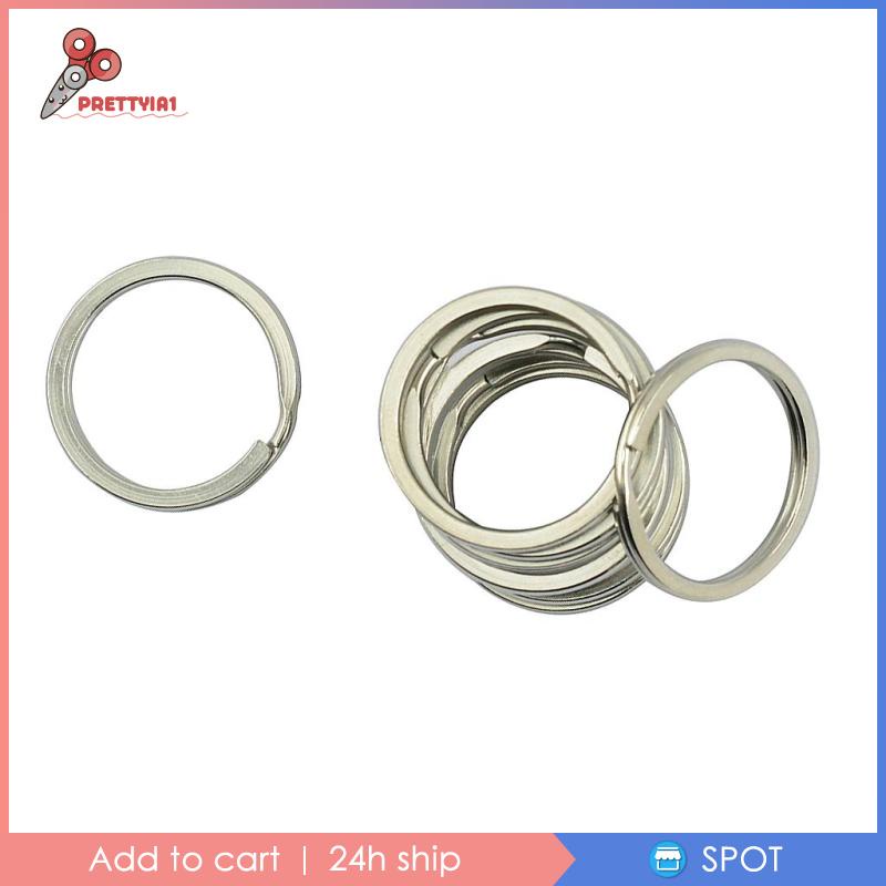 [Prettyia1] Vòng Móc Chìa Khóa Tròn Chia Ngăn Bằng Thép Không Gỉ 35Mm DIY