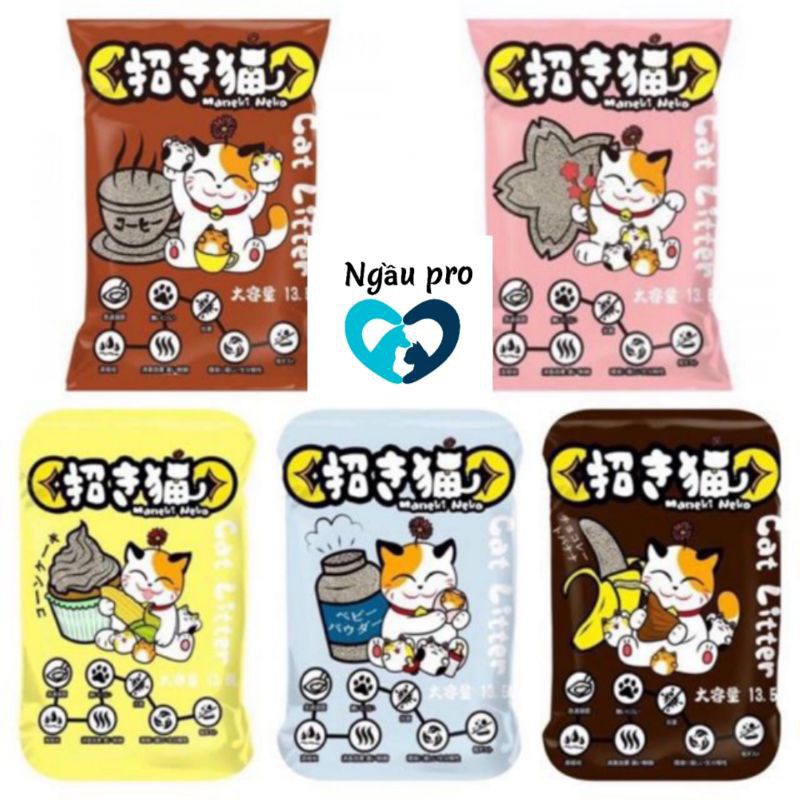 Cát vệ sinh Mèo - Cát Nhật MANEKI NEKKO bentonite cat litter siêu thấm hút cực vón khử mùi hiệu quả giá 1 bao/tải/6 túi