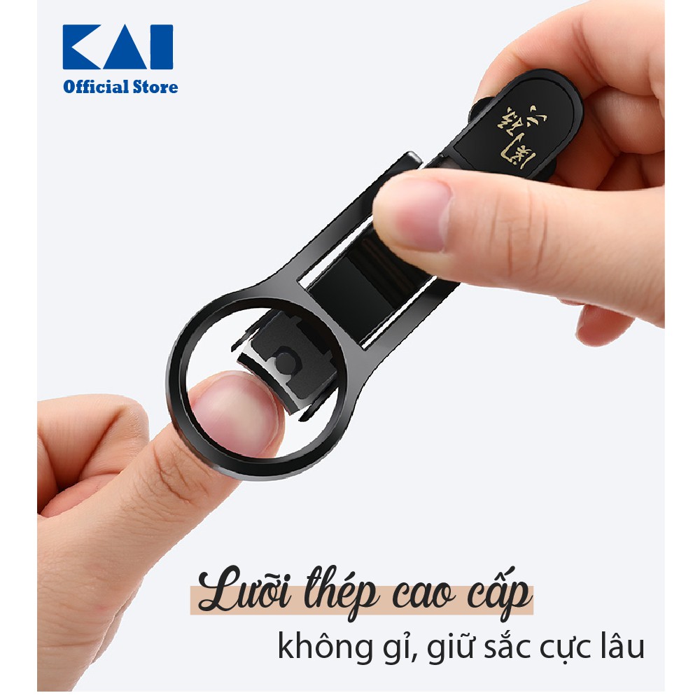 Bấm móng tay Nhật KAI HC1823 kèm kính lúp x 2.5 - dũa và đựng móng thừa - BH 12 tháng 1 ĐỔI 1