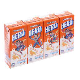 Thức Uống Sữa Trái Cây Hero Vị Cam - Lốc 4 Hộp x 180ml