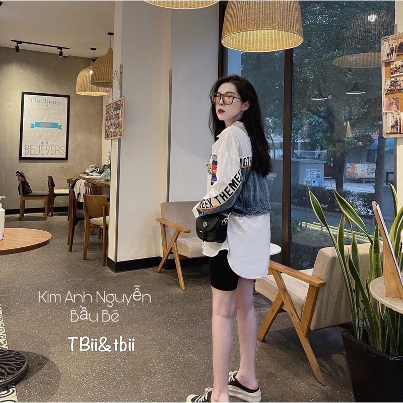 Áo sơ mi tag mặt cười pha bò lưng