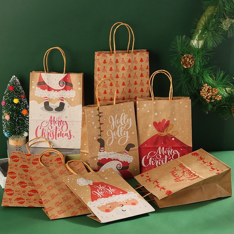 Túi Giấy Đựng Bánh Kẹo In Chữ Merry Christmas Xinh Xắn