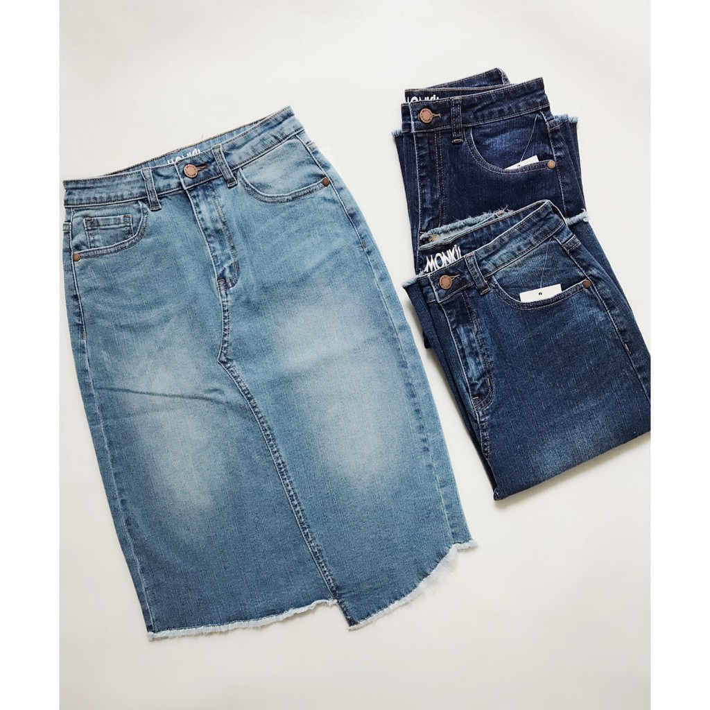 CHÂN VÁY JEAN MONKI LAI TUA LỆCH TÀ