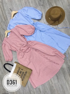 Bigsize Đầm caro dây rút D361