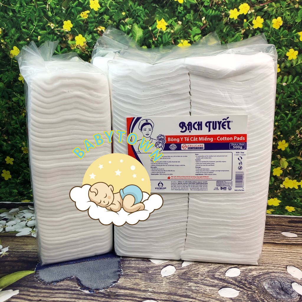Bông Bạch Tuyết Cắt Miếng Sẵn Size 10x10 loại 500gr, 1kg
