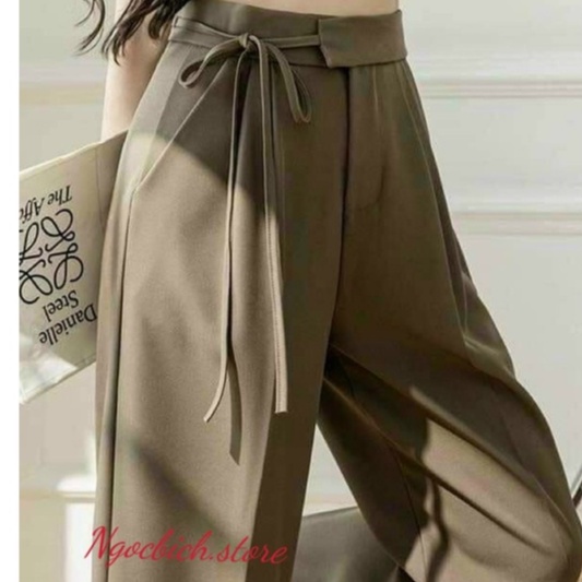 Quần Ống Suông Nữ Thắt Nơ Vải Ruby - Quần Ống Suông Culottes- Quần Ống Rộng