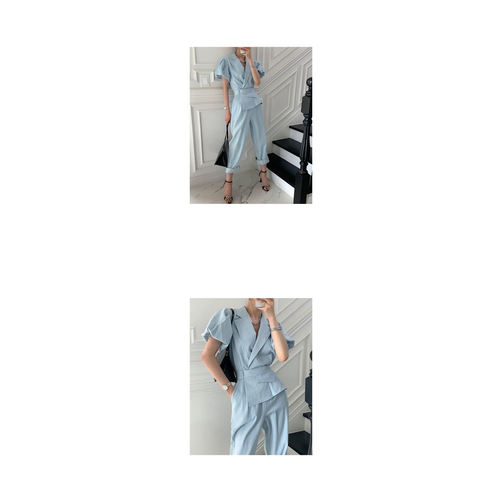 Jumpsuit Tay Phồng Ngắn Thiết Kế Dễ Thương Cho Nữ