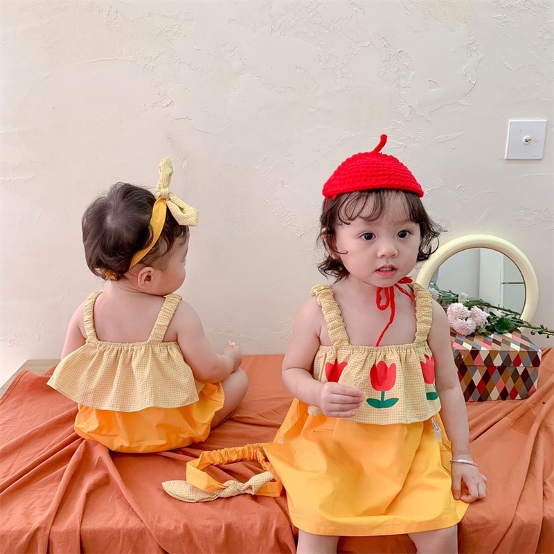 Đầm Hoa Tulip Xinh Xắn Cho Bé Gái