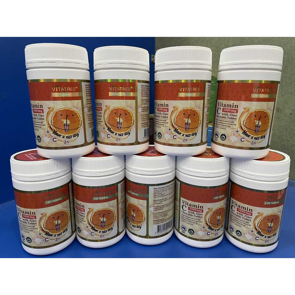 Viên Nhai Viatree Vitamin C 1000mg With Zinc Chewable Tablet Úc Bổ Sung Vitamin C Cho Cơ Thể 100 Viên
