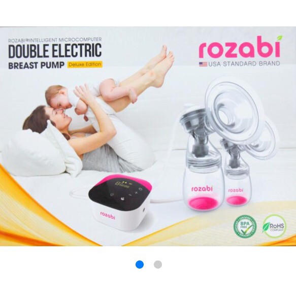 Máy hút sữa điện đôi cao cấp Rozabi Deluxe mẫu mới nhất có pin sạc bảo hành 12 tháng