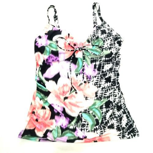 Đồ bơi nữ Beach House hai dây rút dây trước đen trắng phối in hoa H40057 ( TH8944 )