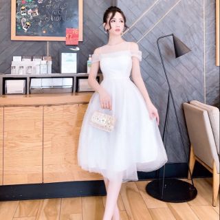 [Hàng thiết kế] Váy đầm kim tuyến hở vai cao cấp tiểu thư nữ tính. Hàng loại 1_100%
