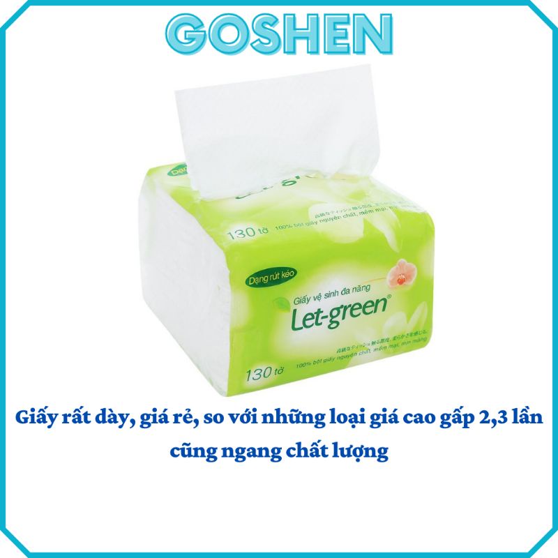 Khăn giấy rút Let-green 2 lớp gói 130 tờ (10x21)