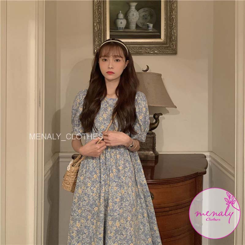 Váy babydoll hoa nhí cộc tay dáng dài tay bồng VH026