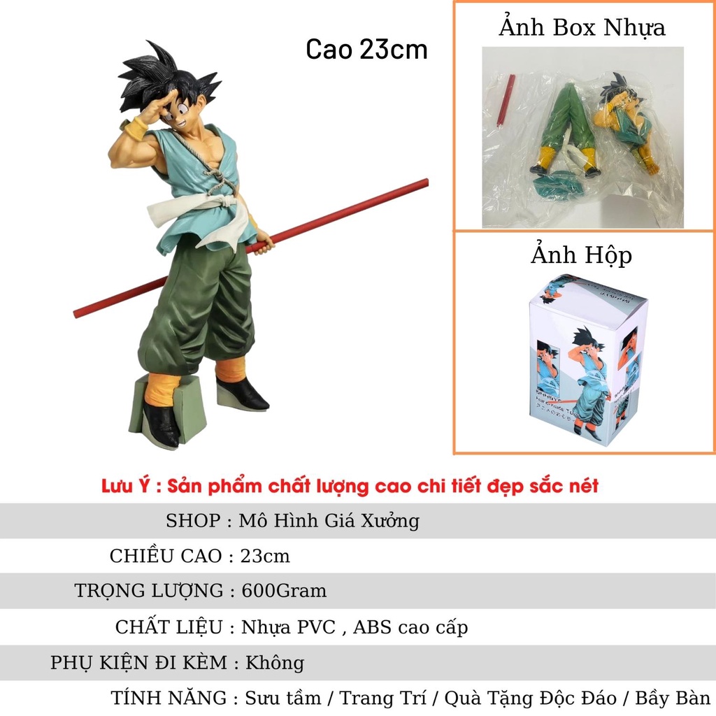 Mô hình Dragon Ball  SonGoku áo xanh cầm gậy cao 23cm , figure mô hình 7 viên ngọc rồng dragon ball , mô hình giá xưởng