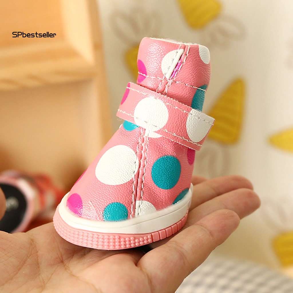 Bộ 4 Giày Bốt Giả Da Bắt Mắt Cho Thú Cưng