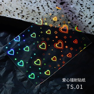 Sticker hình trái tim dạ quang dán móng, sticker dán móng