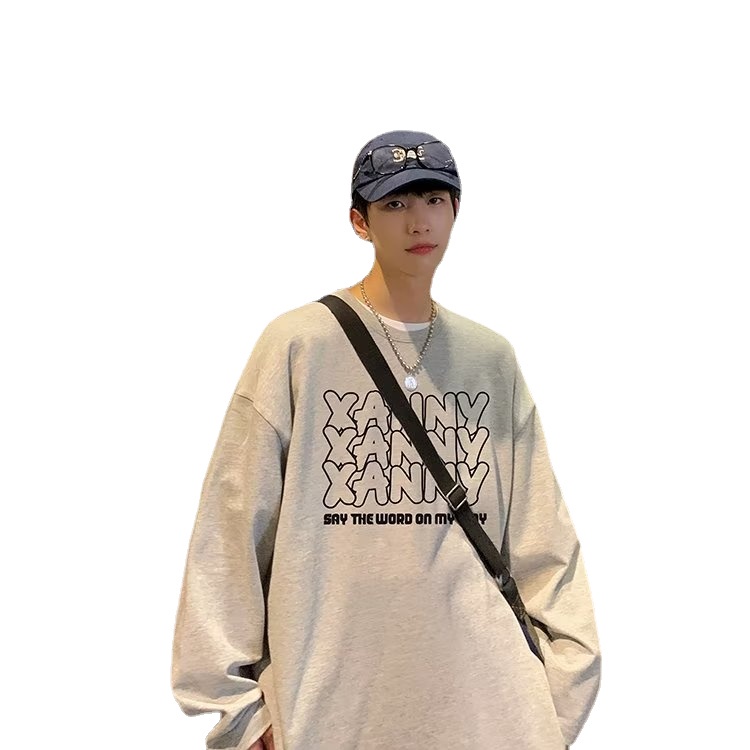 Áo Thun Tay Dài Dáng Rộng In Chữ Phong Cách Hip Hop Đường Phố Hàn Quốc Thời Trang Cho Nam Và Nữ Size M-5XL